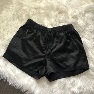 Black Silk Cargo Shorts